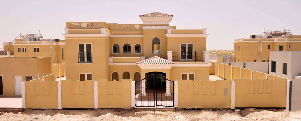Wall-panels-gallery-5 Villa exterior with precast wall panels used for boundary fencing in UAE housing project